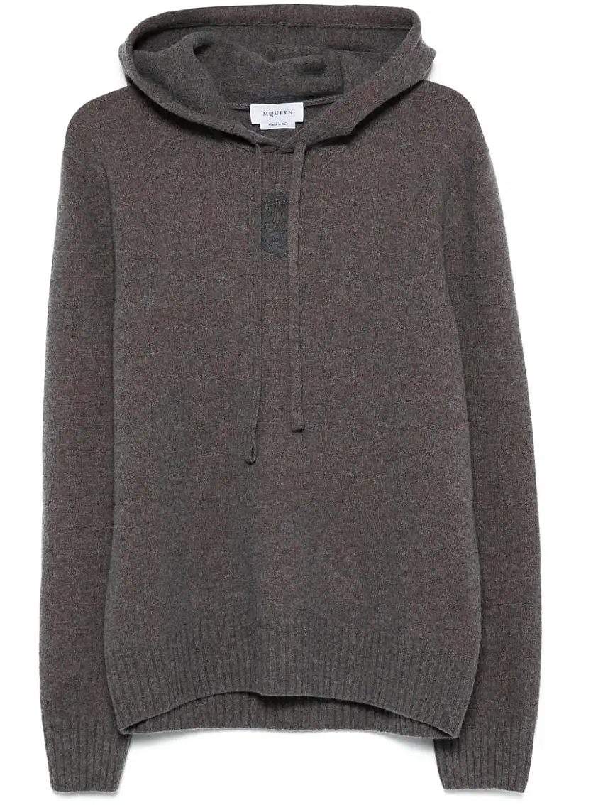 Alexander McQueenFelpa con cappuccio e ricamo Skull