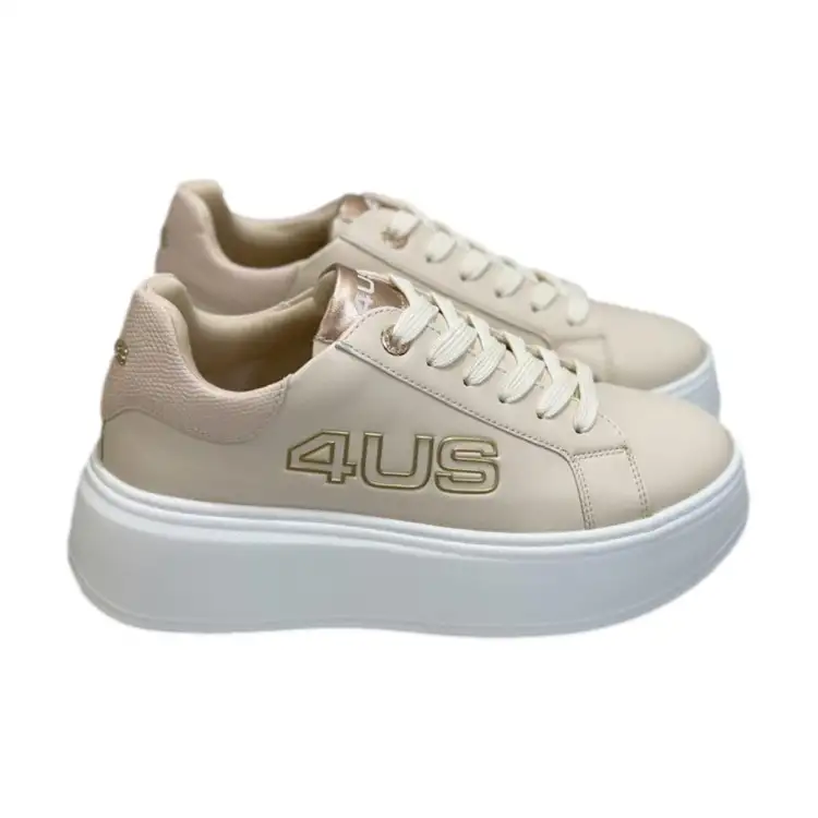 Paciotti 4US 103 Sneakers Donna Platform Stringate Beige