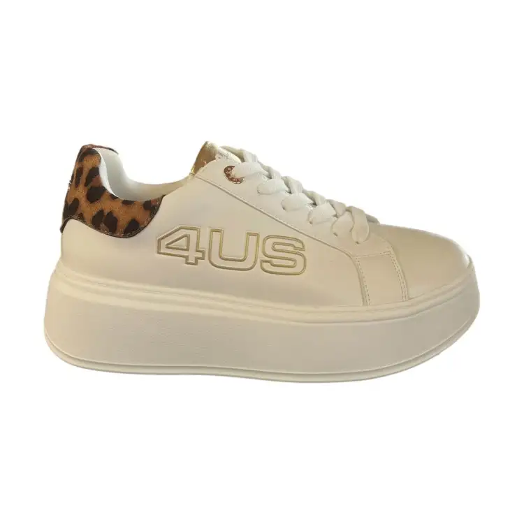 Paciotti 4US 103 Sneakers Donna Platform Stringate Bianco/Leopard