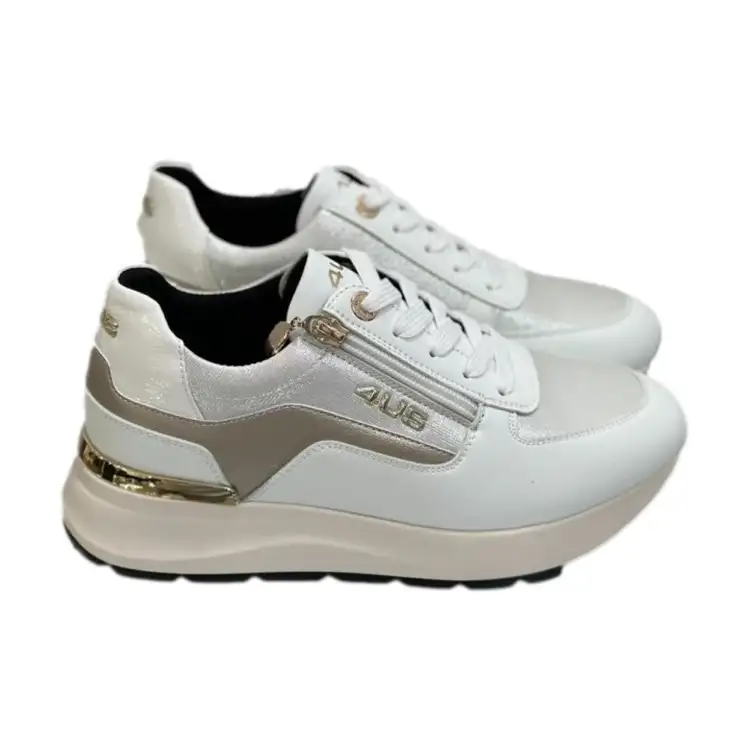Paciotti 4US 107 Sneakers Donna Platform Stringate con Zip Laterale Bianco