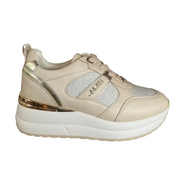 Paciotti 4US 110 Sneakers Donna Platform Stringate Beige