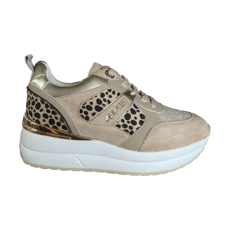 Paciotti 4US 110 Sneakers Donna Platform Stringate Camel