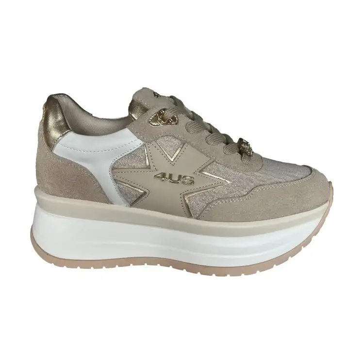 Paciotti 4US 157 Sneakers Donna Stringate Platform Beige