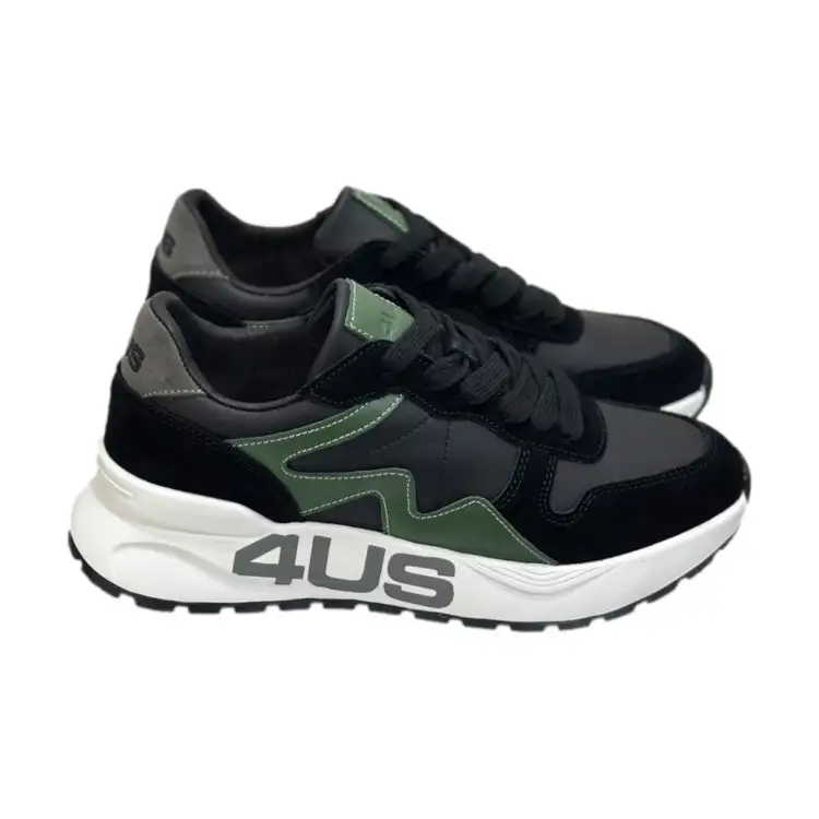 Paciotti 4US-4-A Sneakers Uomo Stringate In Vera Pelle Black/Green