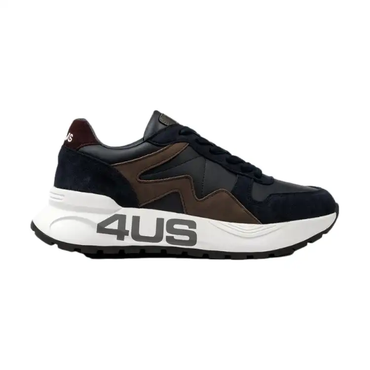 Paciotti 4US-4-A Sneakers Uomo Stringate In Vera Pelle Blu/Brown