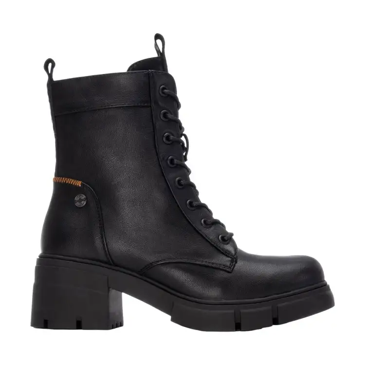 Refresh 172906 Stivaletti Anfibi Donna Stringati Con Zip Laterale Nero