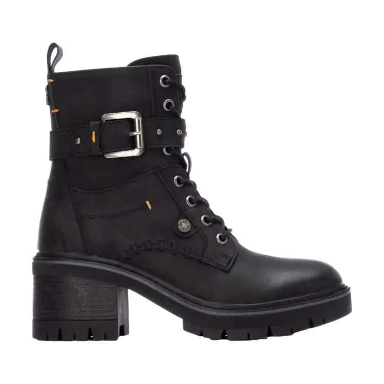 Refresh 172909 Stivaletti Anfibi Donna Stringati Con Zip Laterale Nero