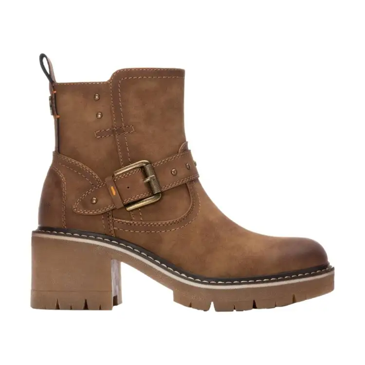 Refresh 172910 Stivaletto Donna Tacco Medio Con Zip Laterale Camel