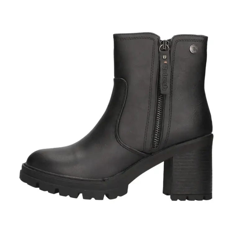 Refresh 172970 Stivaletto Donna Tacco Medio Con Zip Laterale Black