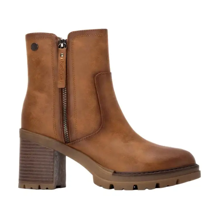 Refresh 172970 Stivaletto Donna Tacco Medio Con Zip Laterale Camel