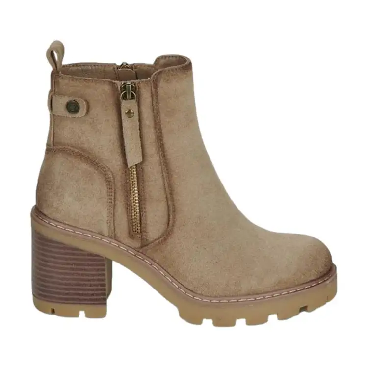 Refresh 173031 Stivaletto Donna Tacco Medio Con Zip Laterale Beige