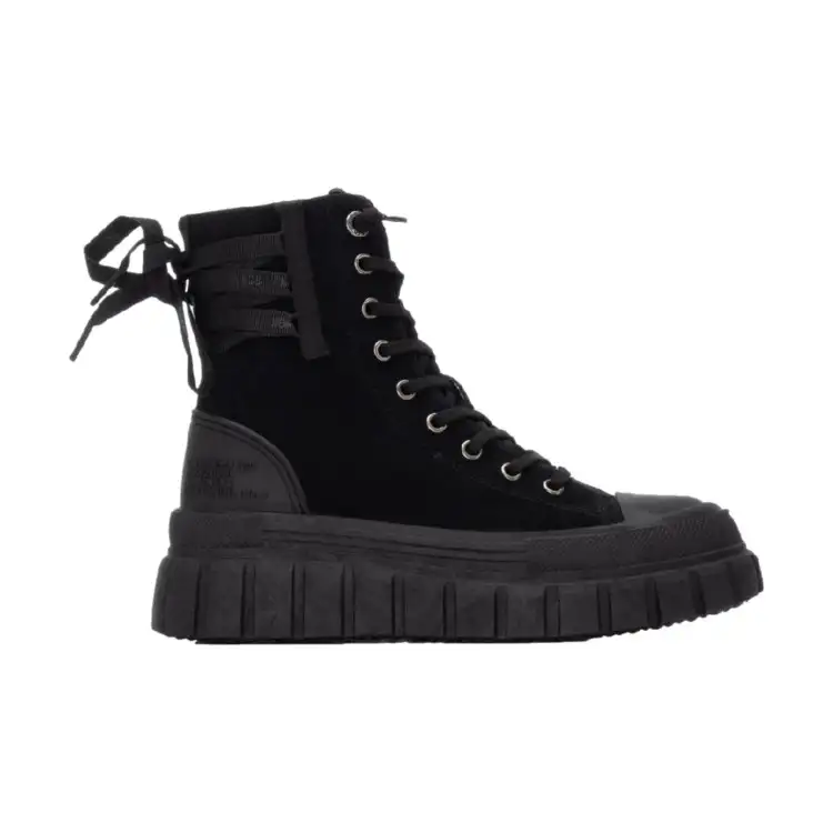 Refresh 173077 Stivaletto Donna Platform Stringato Con Zip Laterale Nero