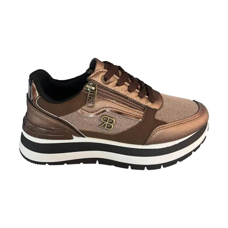 Renato Balestra  ZS20 Sneakers Donna Platform Stringate Con Zip Laterale Bronzo