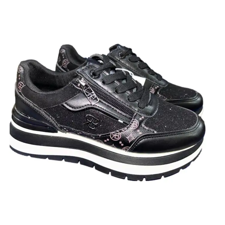 Renato Balestra  ZS20 Sneakers Donna Platform Stringate Con Zip Laterale Nero