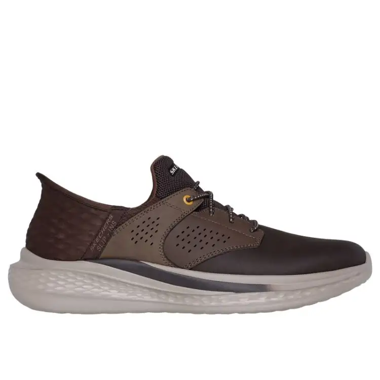 SKECHERS 210890 SLADE MACKLIN Sneakers Uomo Slip Ins Relaxed Fit Memory Foam Chocolate