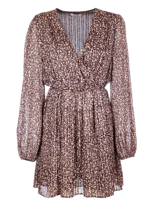 FRACOMINA  SHORT DRESS PRINT BROWNPOWDER 17222943