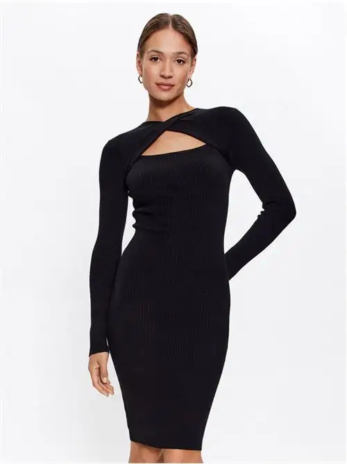 FRACOMINA  MIDI KNITTED DRESS BLACK 79243088