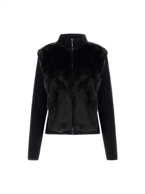 GUESS LS FUR MIX ZIP FRNT MILA CARDI 33139047