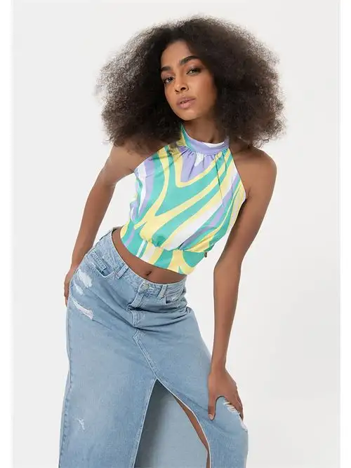 FRACOMINA  CROP TOP MULTICOLORGEOMETRIC 84925790