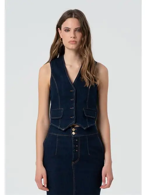 FRACOMINA DENIM GILET RAWWASH 13651817