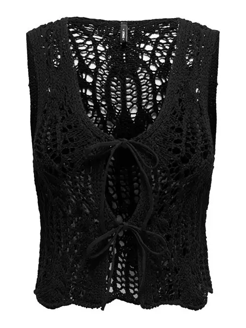 ONLY ONLLIZZY LIFE SL CROCHET TIE VEST KNT 98013301