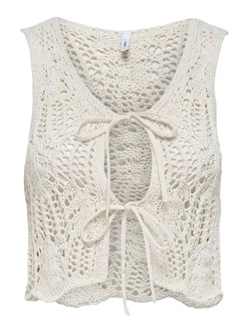 ONLY ONLLIZZY LIFE SL CROCHET TIE VEST KNT 20768722