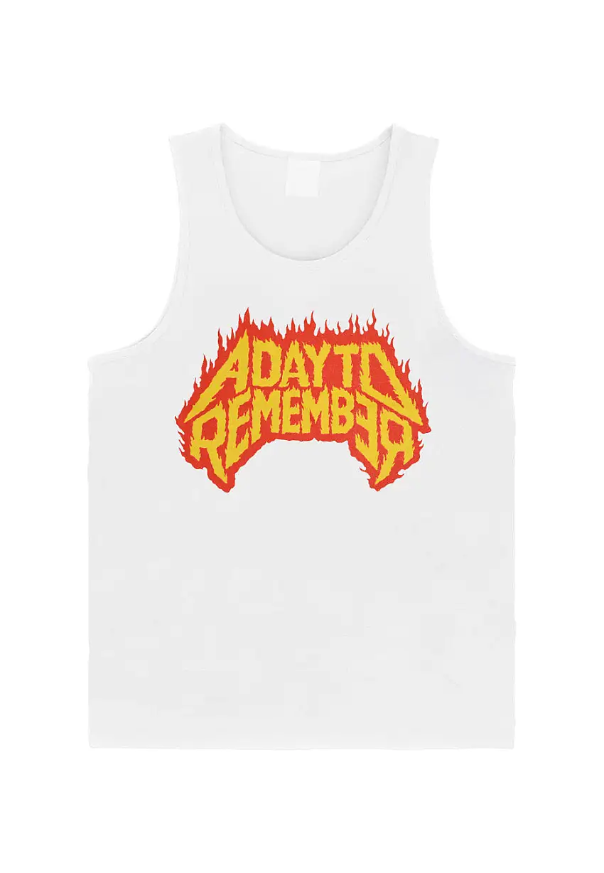 A Day To Remember - Flaming Skull White - Canotta