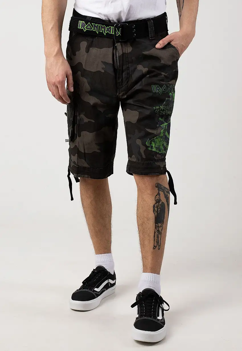 Brandit x Iron Maiden - Savage The Number Of The Beast Darkcamo - Pantaloncini