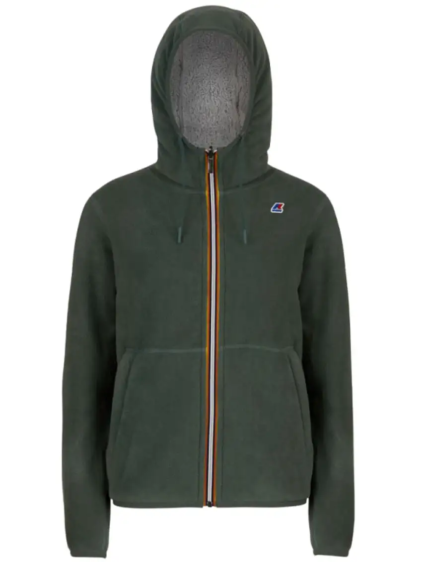 K-way Lily Polar Double Reversibile Teddy Cappuccio Giubbotto Verde Donna