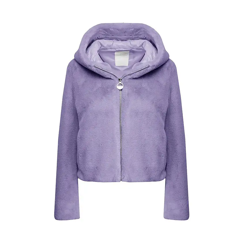 Pelliccia Donna eco con zip e cappuccio