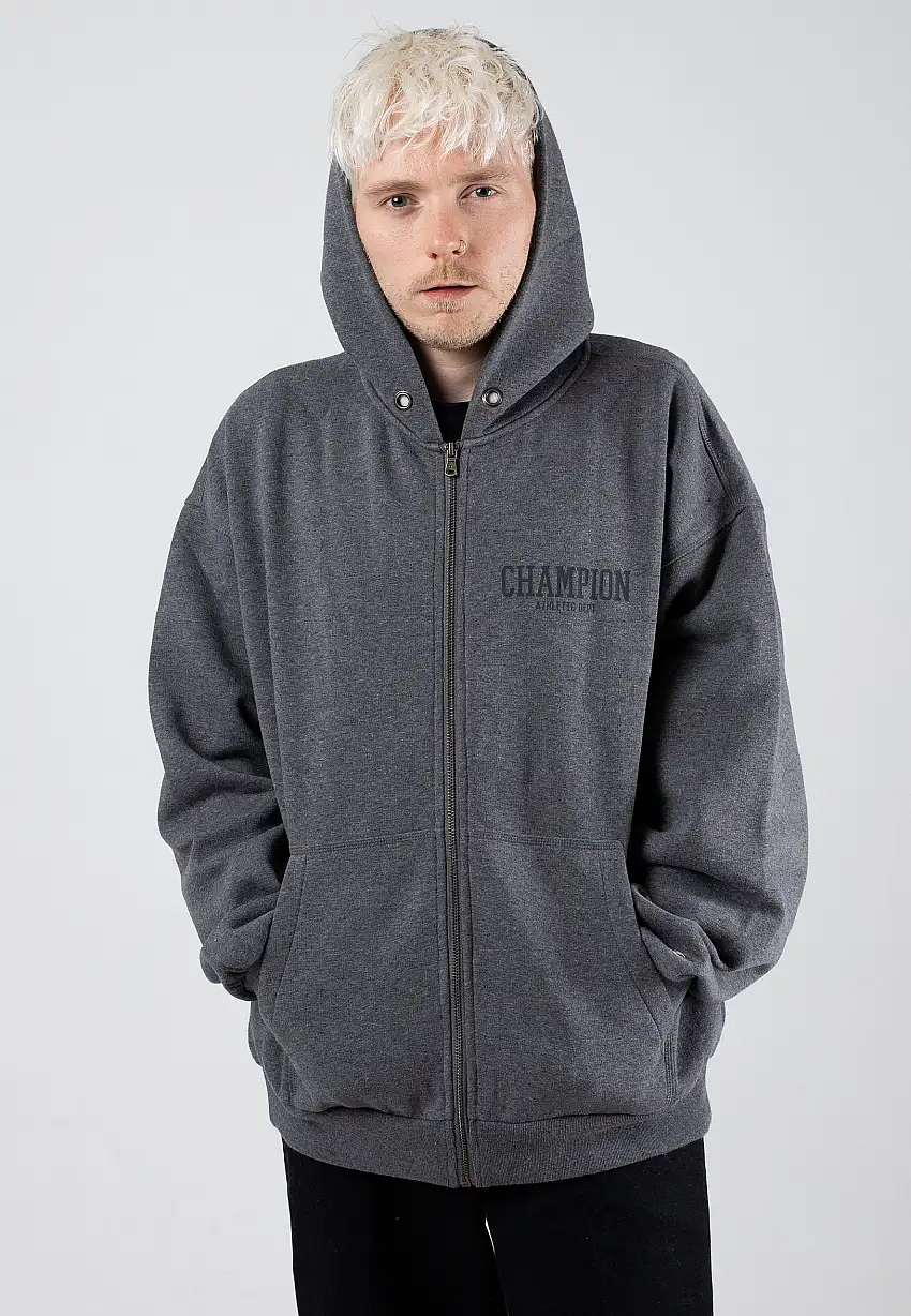 Champion - Hooded Full Zip Gray Melange/Light - Felpa con zip