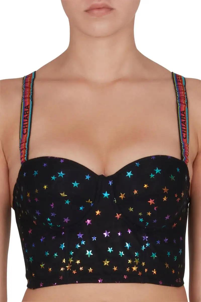 Bustier Donna con pattern stelline multicolor all over