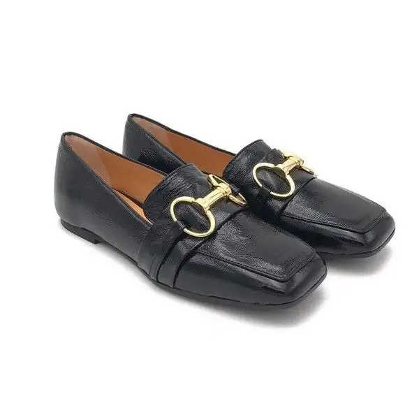 Mocassini Donna in pelle naplak con fibia in oro