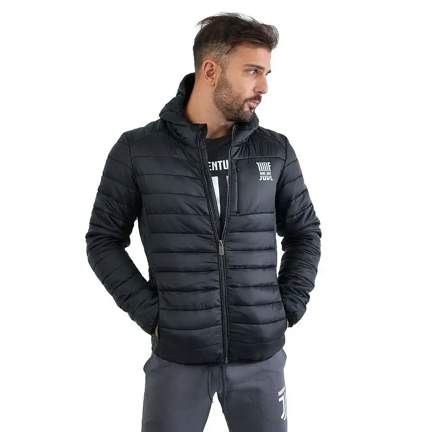 Juventus Ultralight Piumino Con Cappuccio Nero Uomo