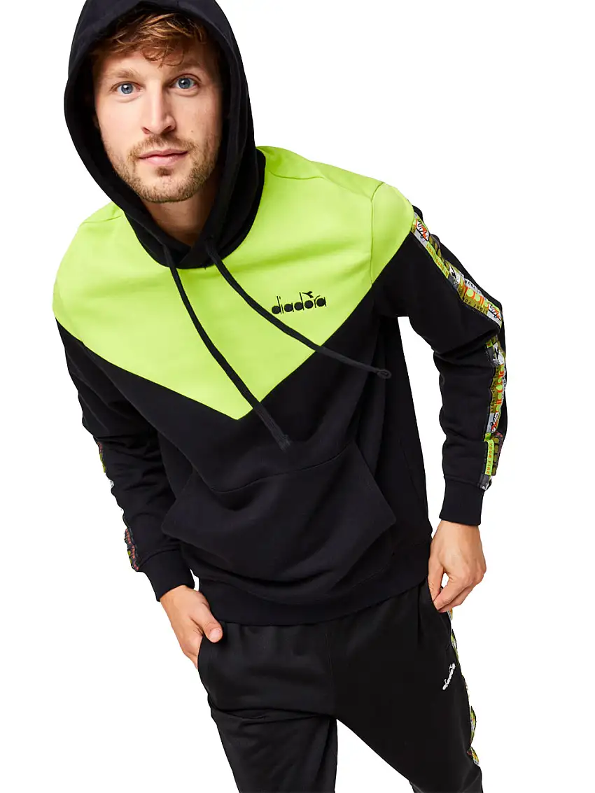 Diadora Hoodie 5palle Offside V Cotone Nero