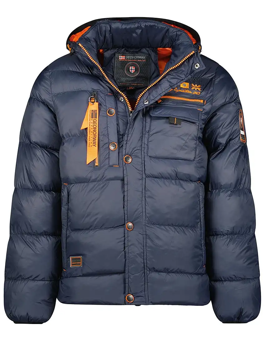 Geographical Norway Piumino Bomber Parka Outdoor Cappuccio Blu Uomo