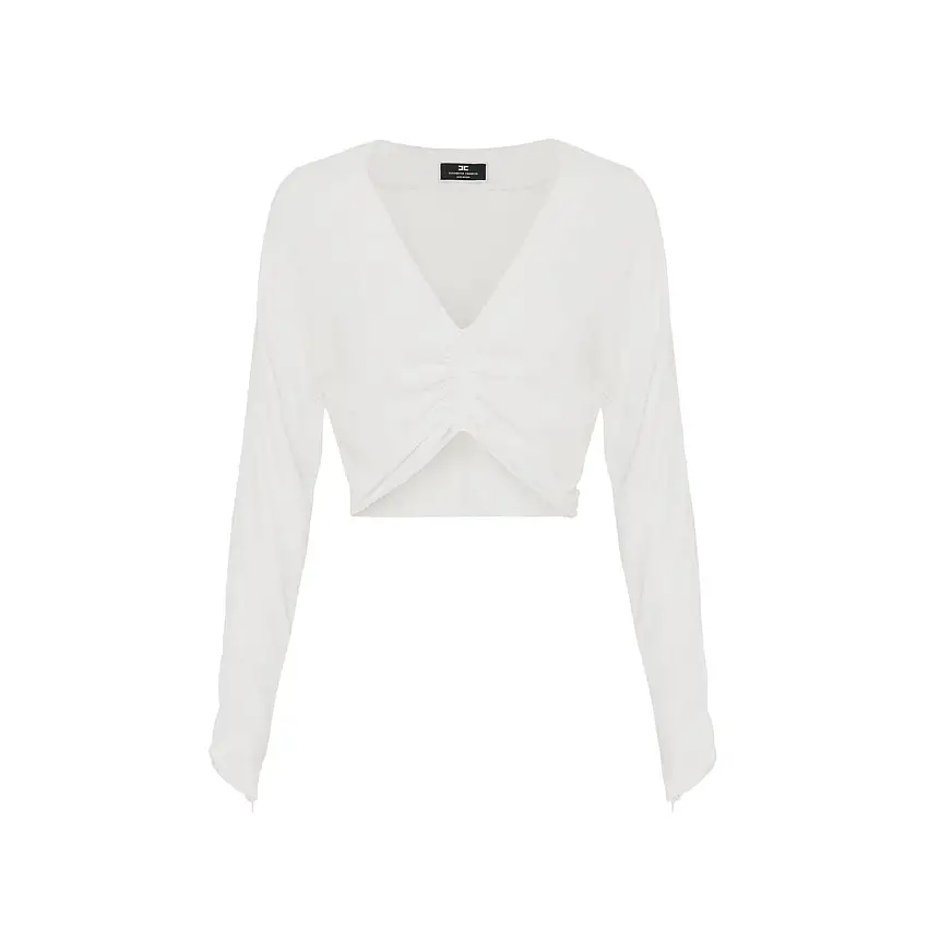 Blusa Donna cropped con scollo a V