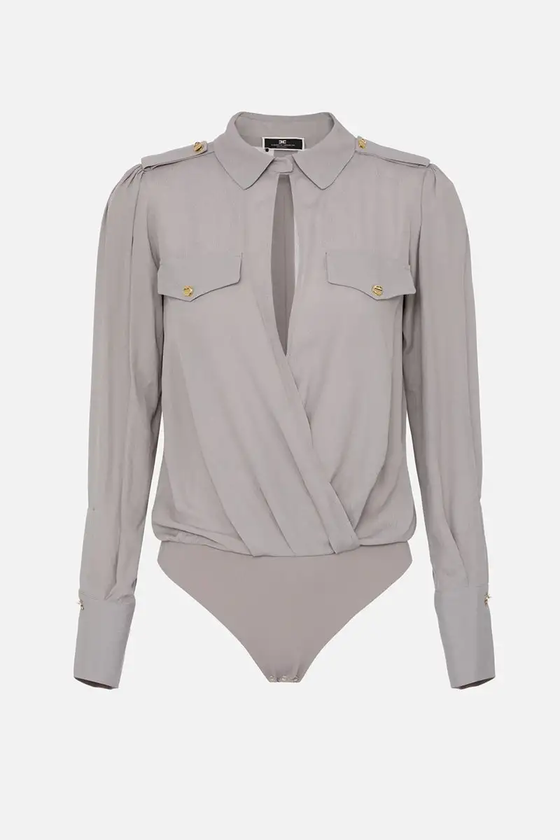 Camicia Donna incrociata body con mostrine