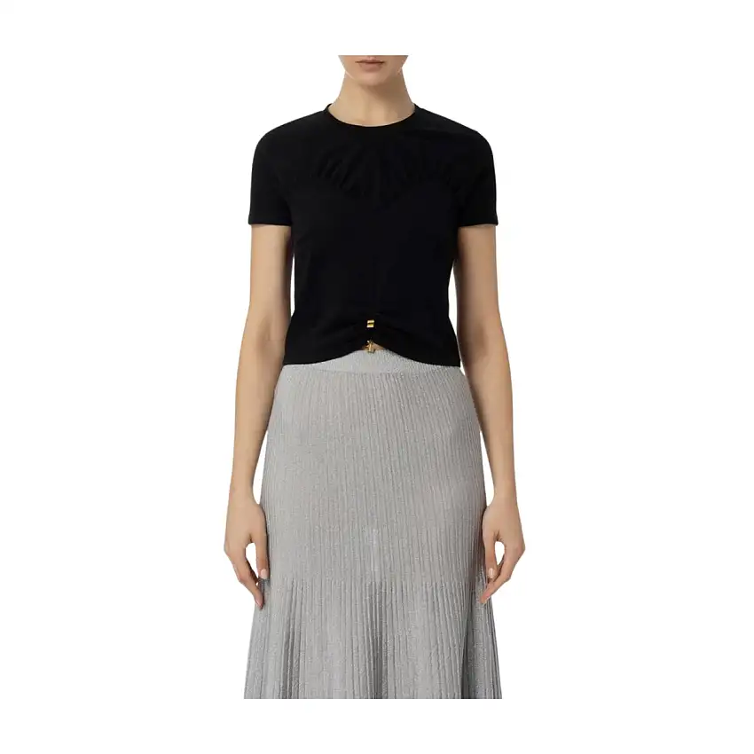 T-shirt Donna con accessorio piercing