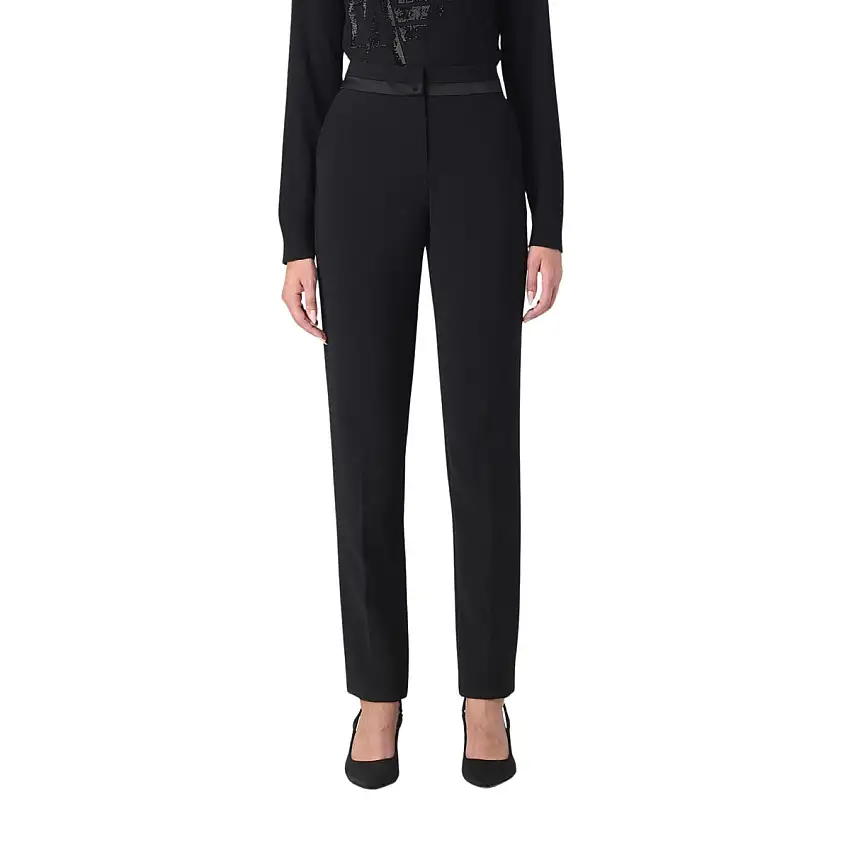 Pantalone Donna dritto con raso in vita