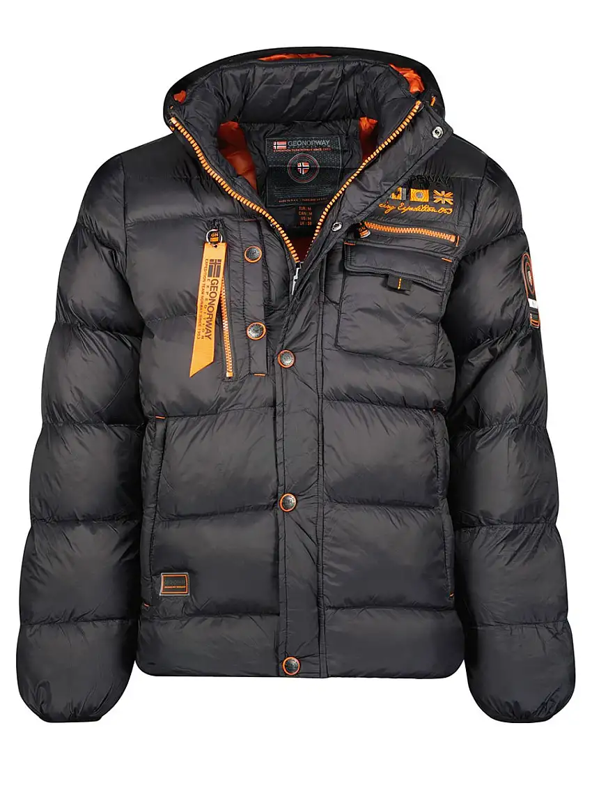 Geographical Norway Piumino Bomber Parka Outdoor Cappuccio Nero Uomo