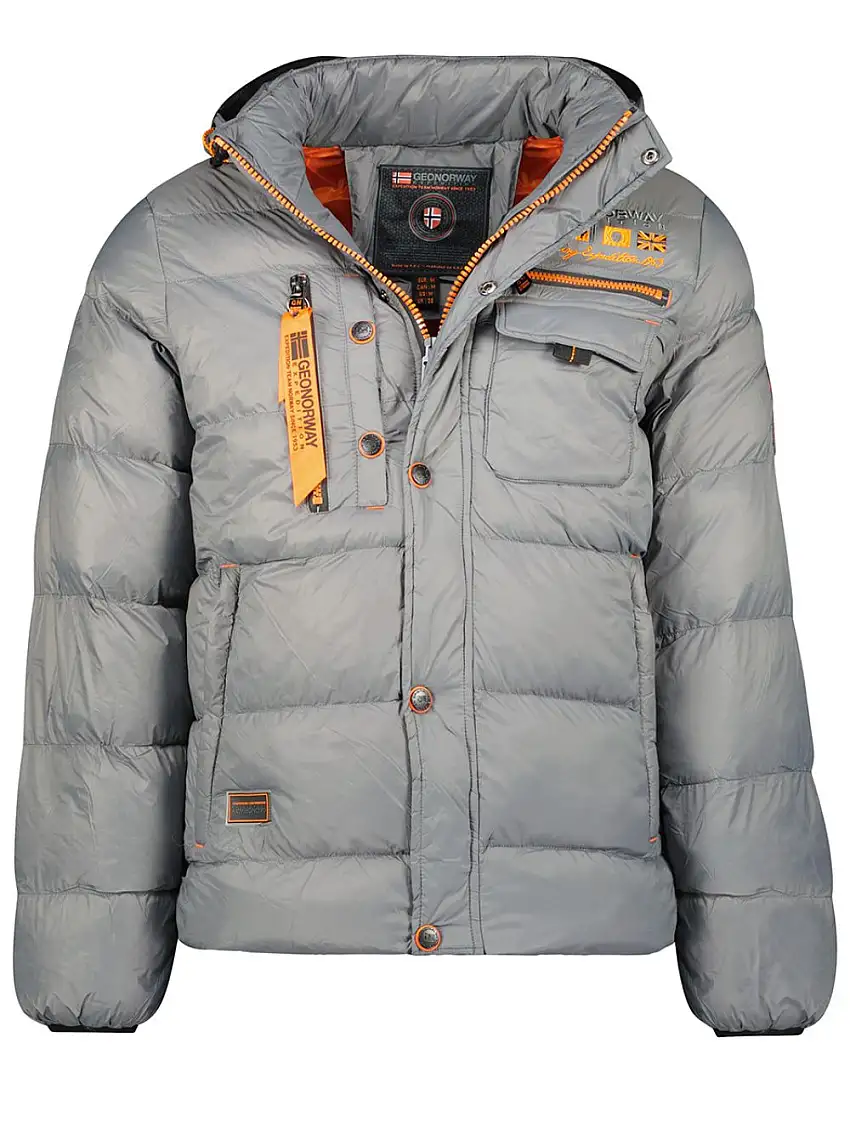 Geographical Norway Piumino Bomber Parka Outdoor Cappuccio Grigio Uomo