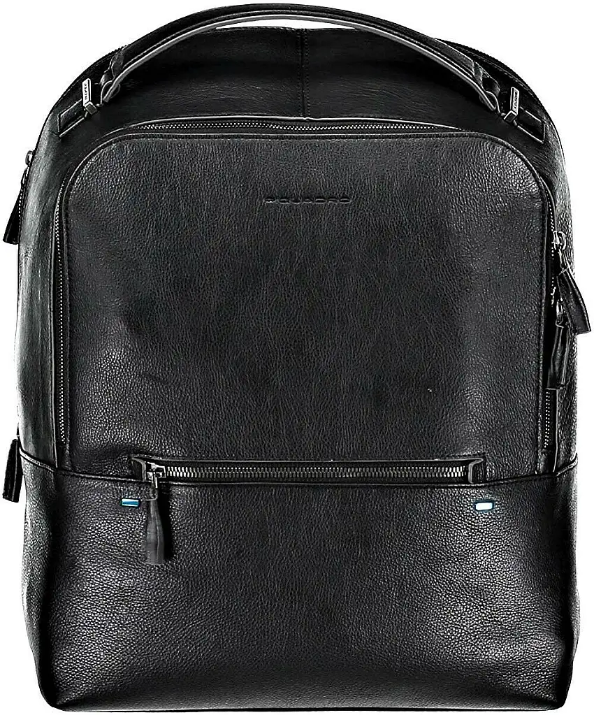 Piquadro Zaino Elegante da Ufficio 100% Pelle Nero Uomo