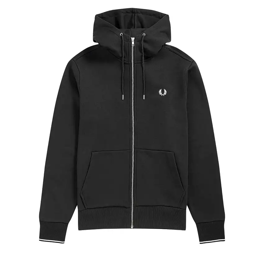 Felpa full zip in cotone con cappuccio