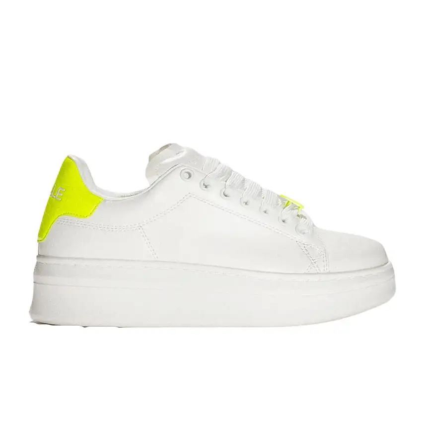Sneakers Donna bianco e giallo fluo