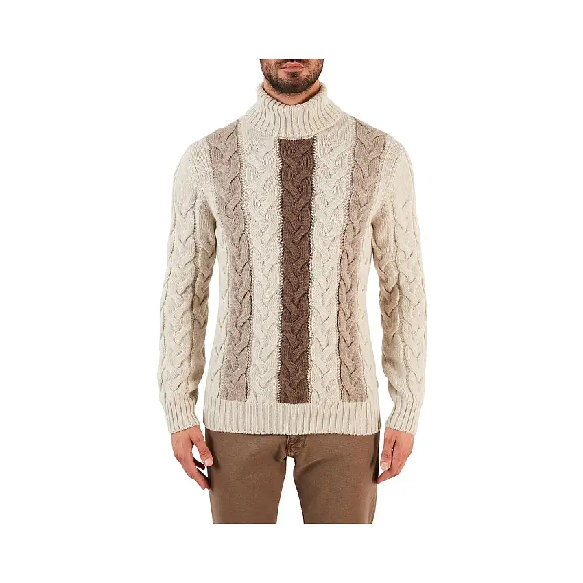 Pullover Dolcevita Uomo trecce multicolore