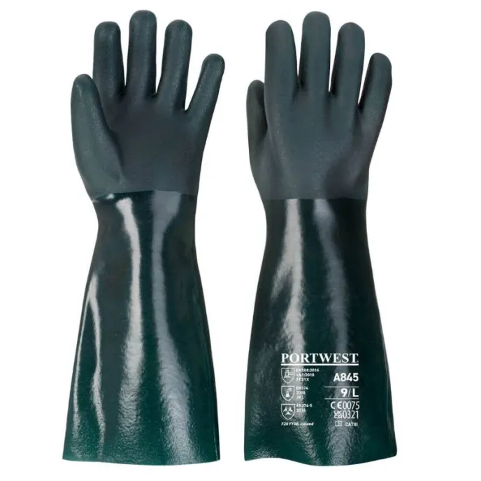 12 Paia - Guanti da Lavoro in PVC a Doppia Armatura 45cm - A845 Portwest