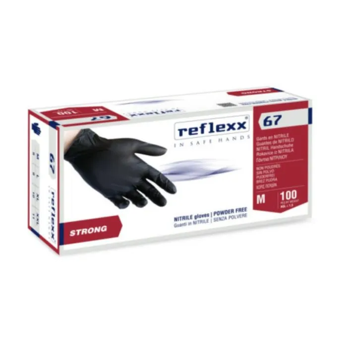 Guanti in Nitrile Neri senza polvere Reflexx 67