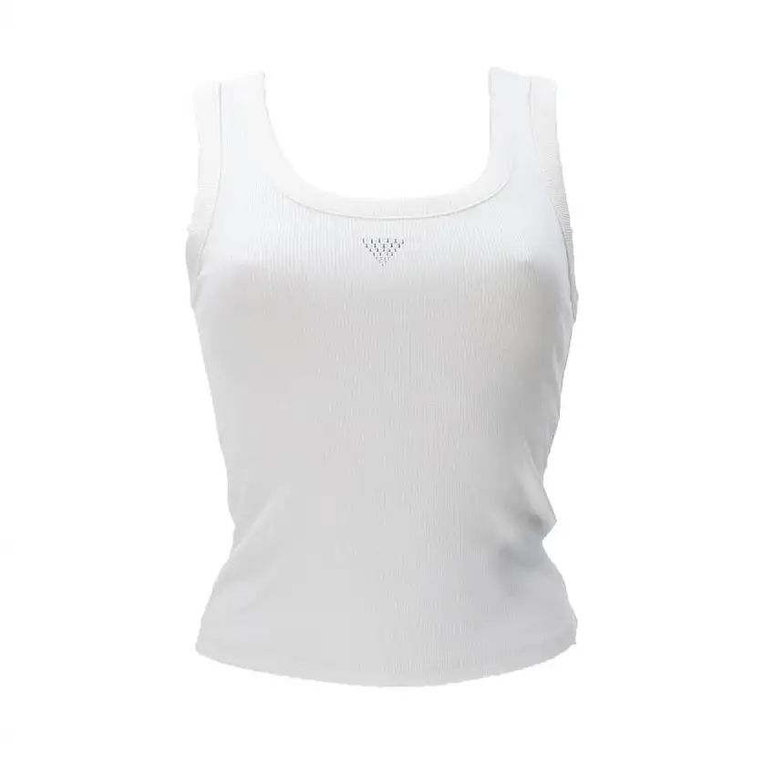 ECO TRIANGLE BLING RIBBED TANK Bianco
