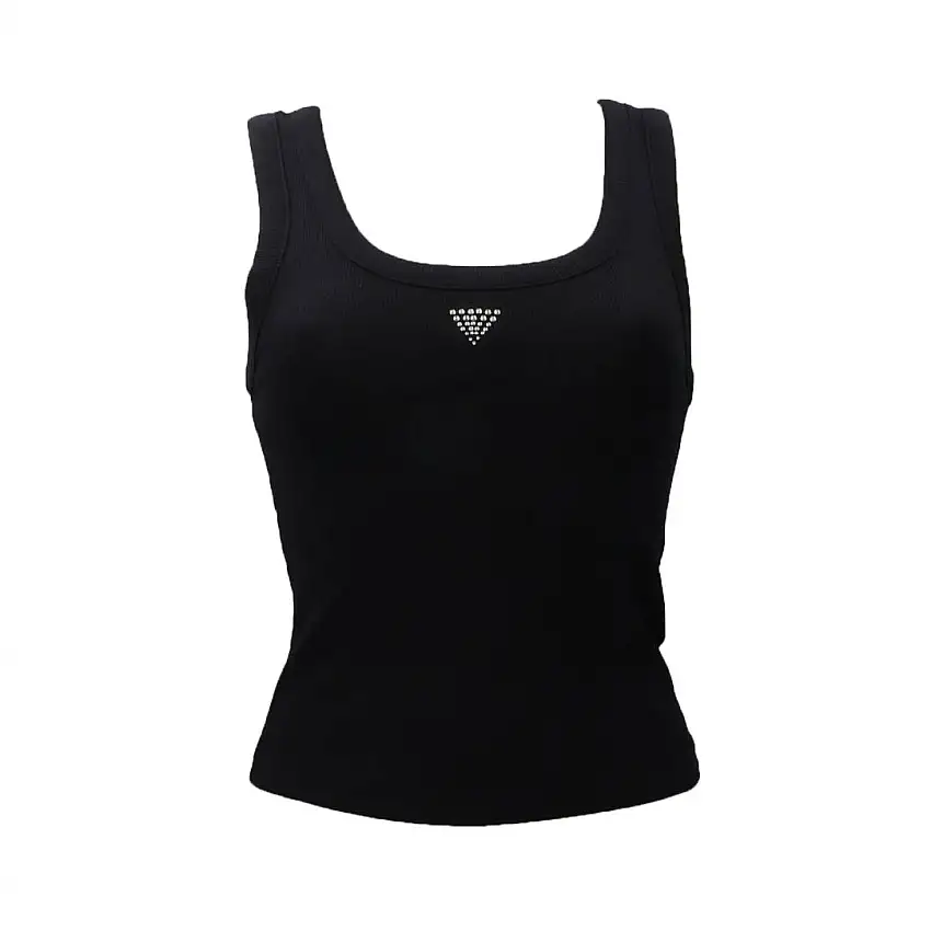 ECO TRIANGLE BLING RIBBED TANK Nero